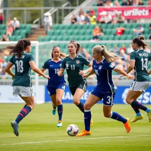 WKU women's soccer team in action during an exhibition match