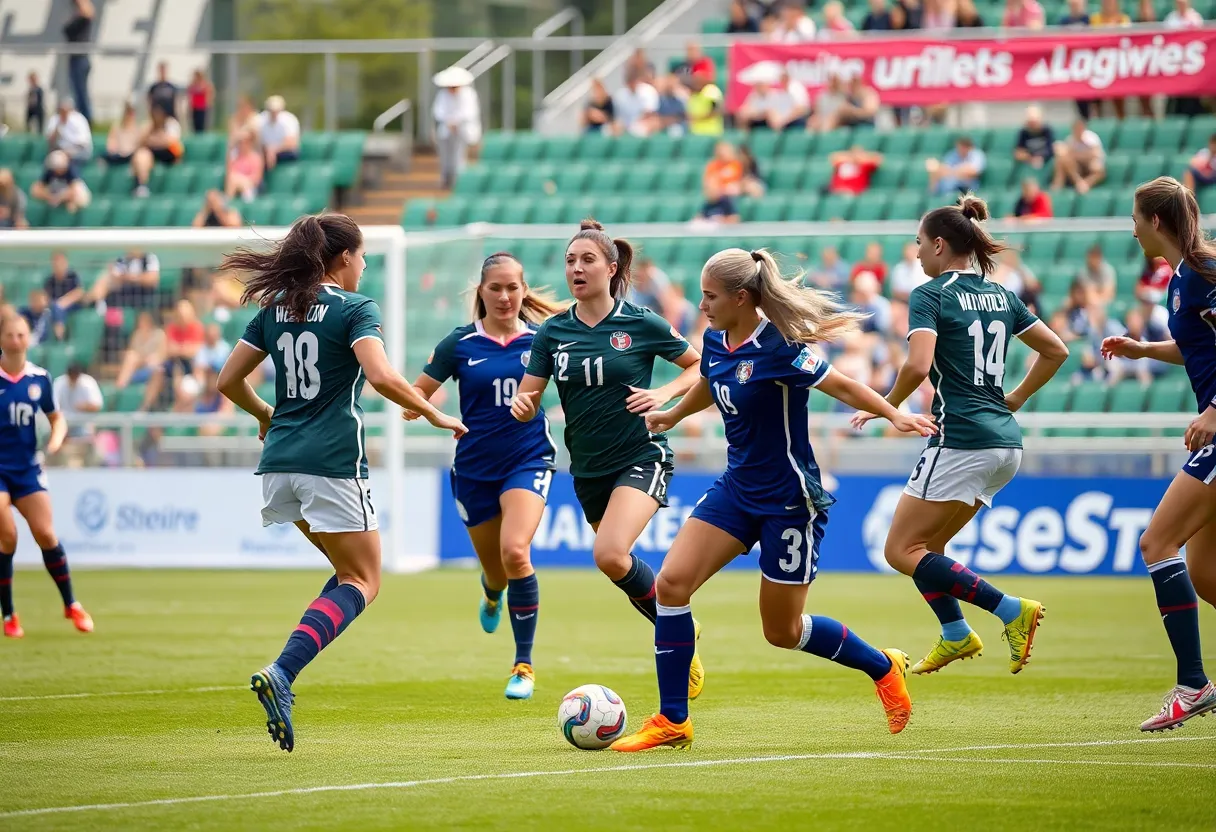 WKU women's soccer team in action during an exhibition match
