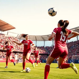 WKU Women's Soccer team playing a match