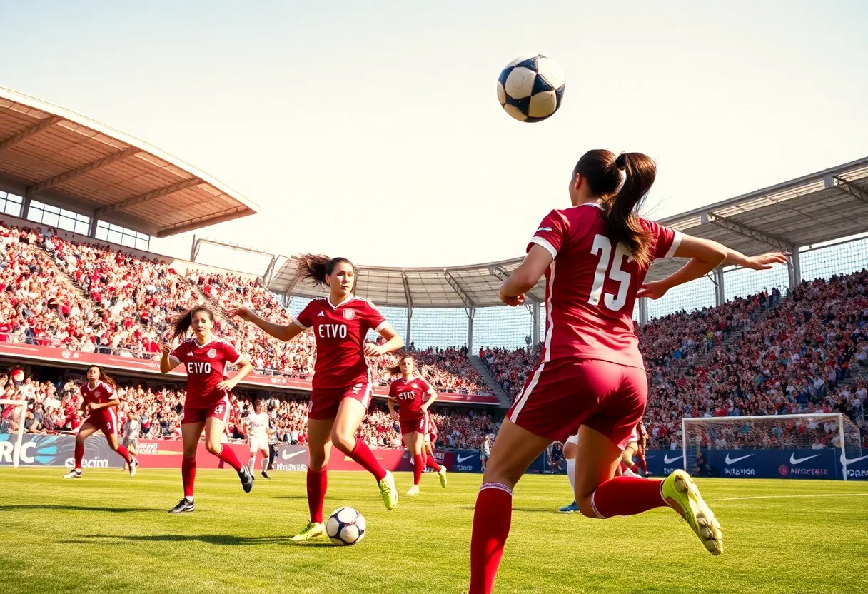 WKU Women's Soccer team playing a match