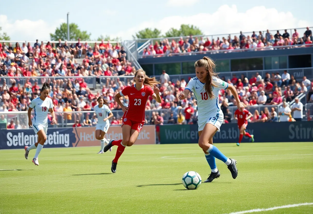 WKU Women's Soccer team in action during their season opener.