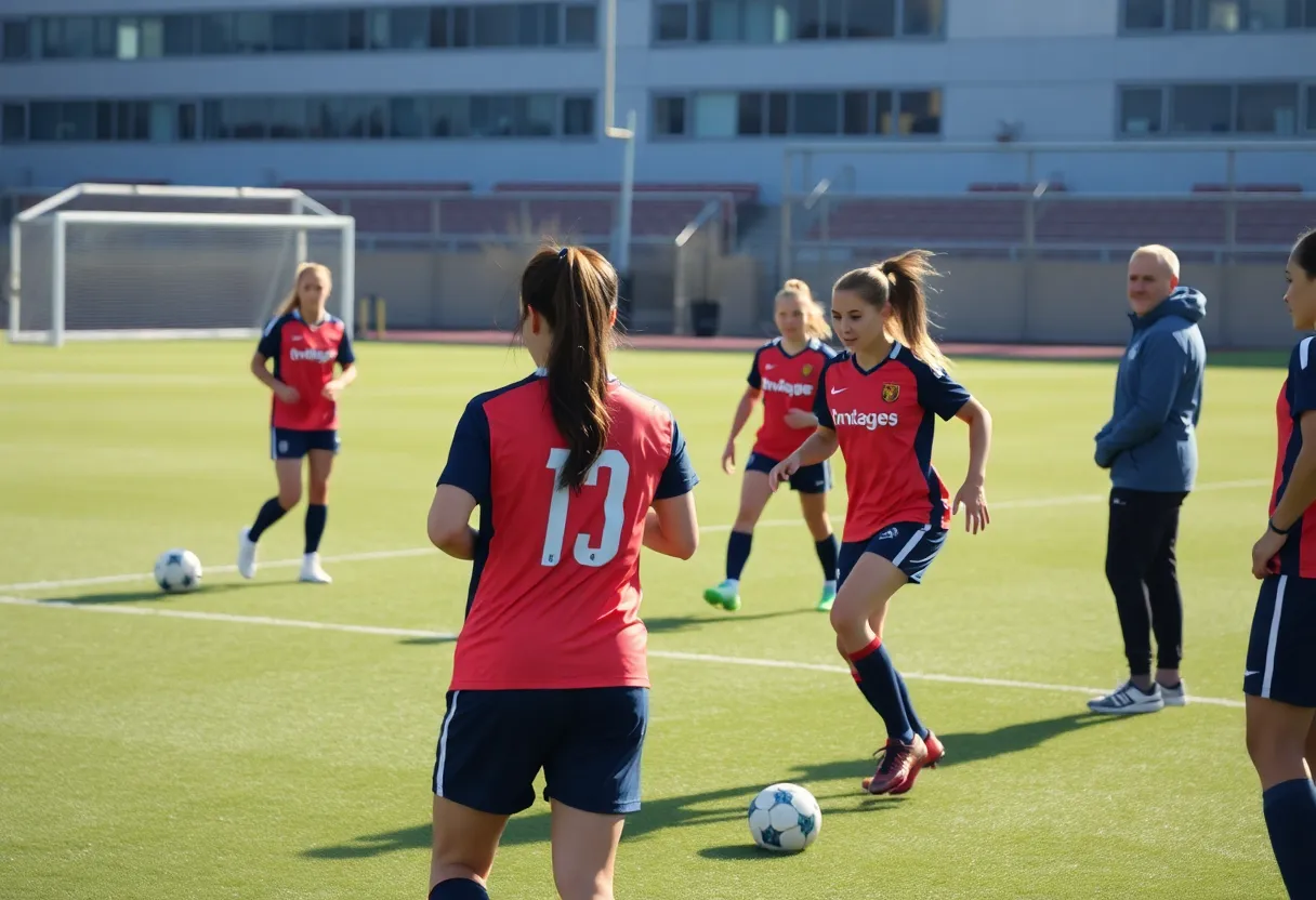 WKU Women's Soccer team during training session.