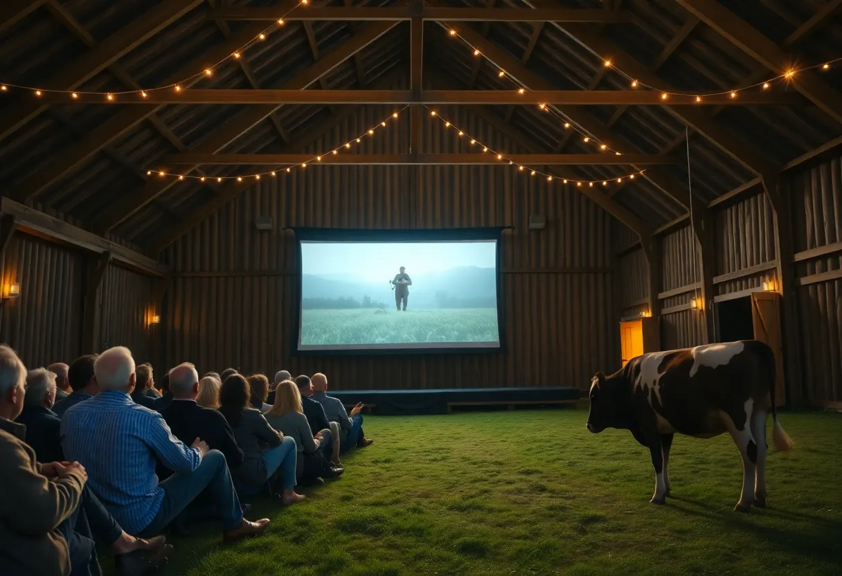Audience attending the World Without Cows documentary premiere at Chaney's Dairy Barn