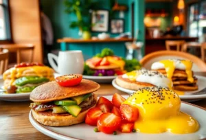Delicious brunch spread including avocado toast, pancakes, and eggs benedict