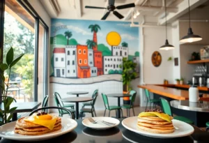 Interior of First Watch restaurant in Bowling Green with breakfast dishes on display.