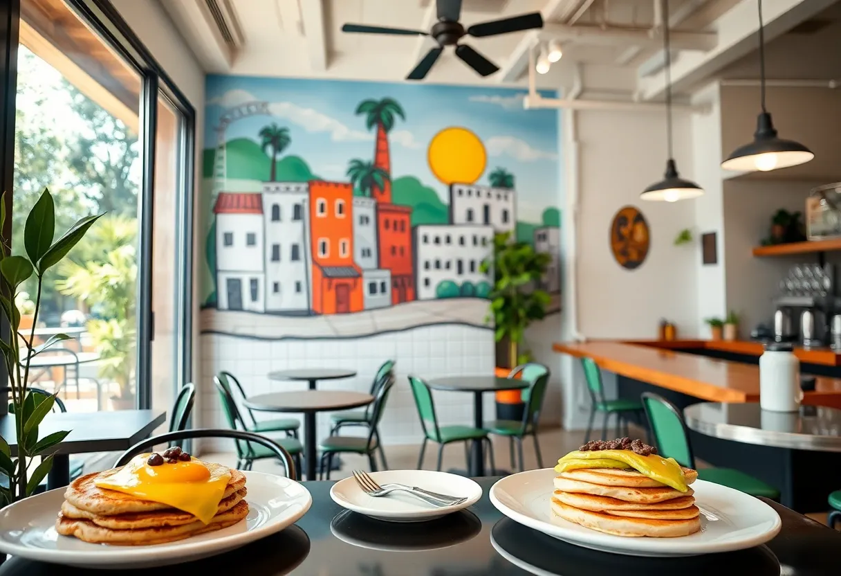 Interior of First Watch restaurant in Bowling Green with breakfast dishes on display.