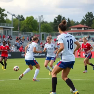 Austin Peay Women's Soccer Team playing against Western Kentucky