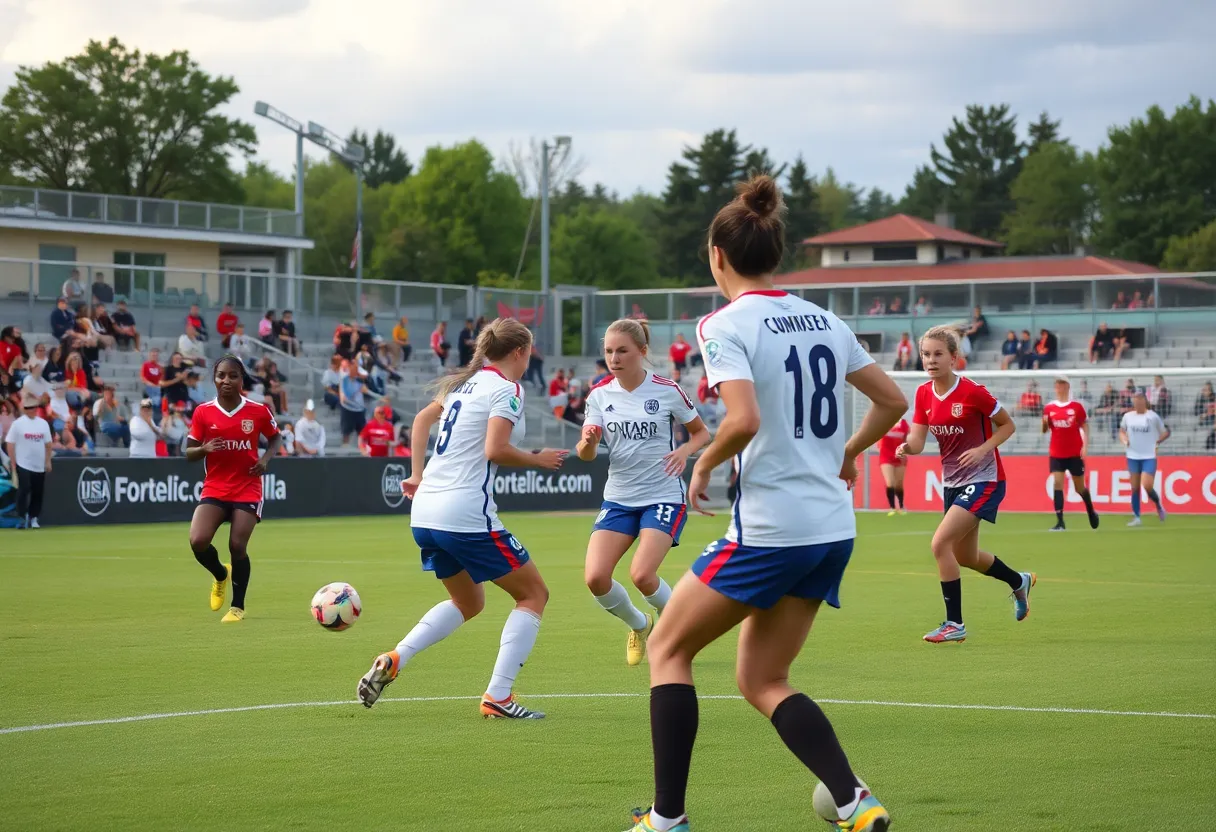 Austin Peay Women's Soccer Team playing against Western Kentucky