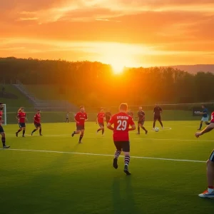 Austin Peay women's soccer team playing against Western Kentucky