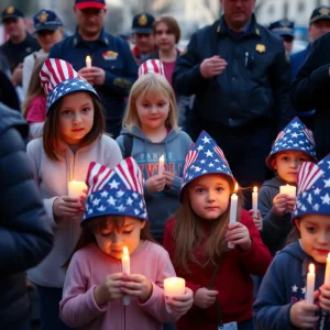 Children holding candles during the 9/11 commemoration ceremony in Bowling Green.