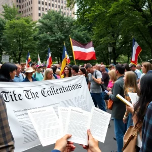Community members celebrating Constitution Day in Bowling Green.