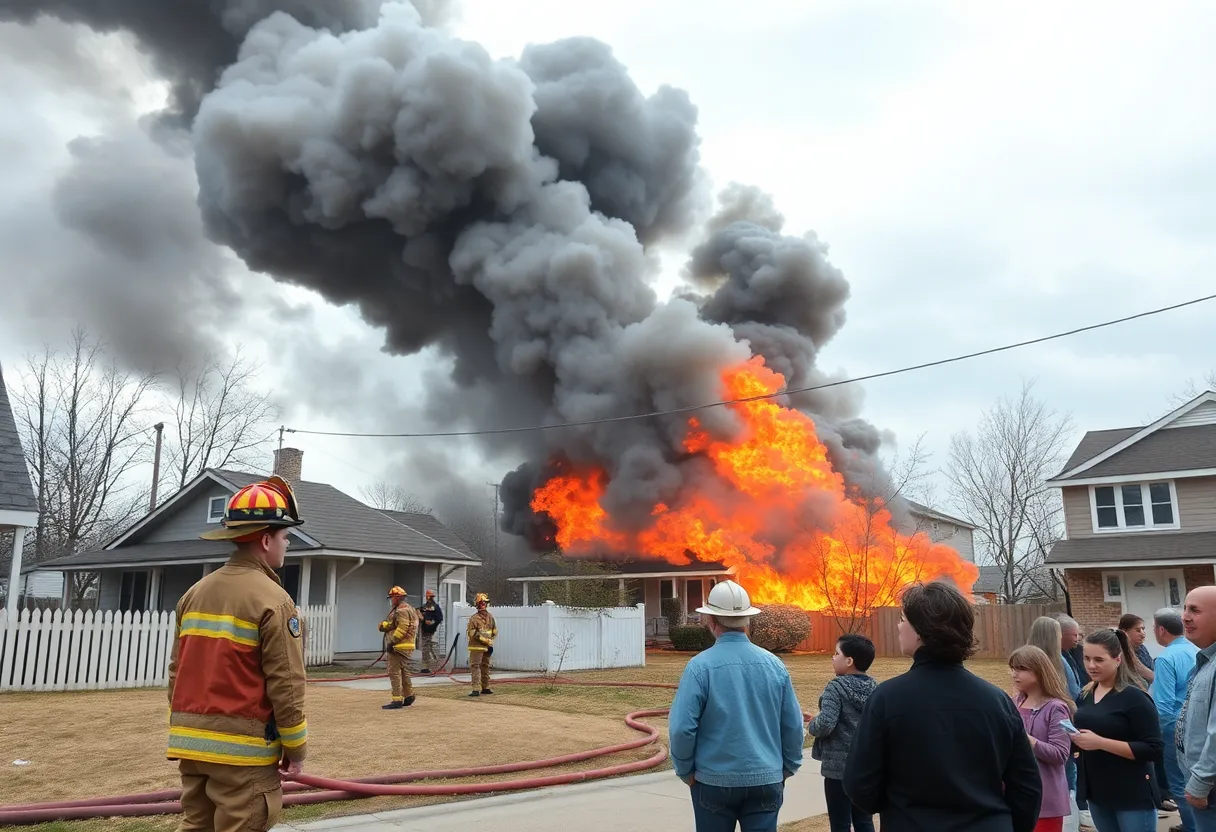 Firefighters responding to a house fire in Bowling Green, Kentucky.
