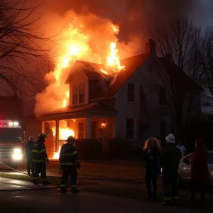 Firefighters responding to a structure fire in Bowling Green, Kentucky