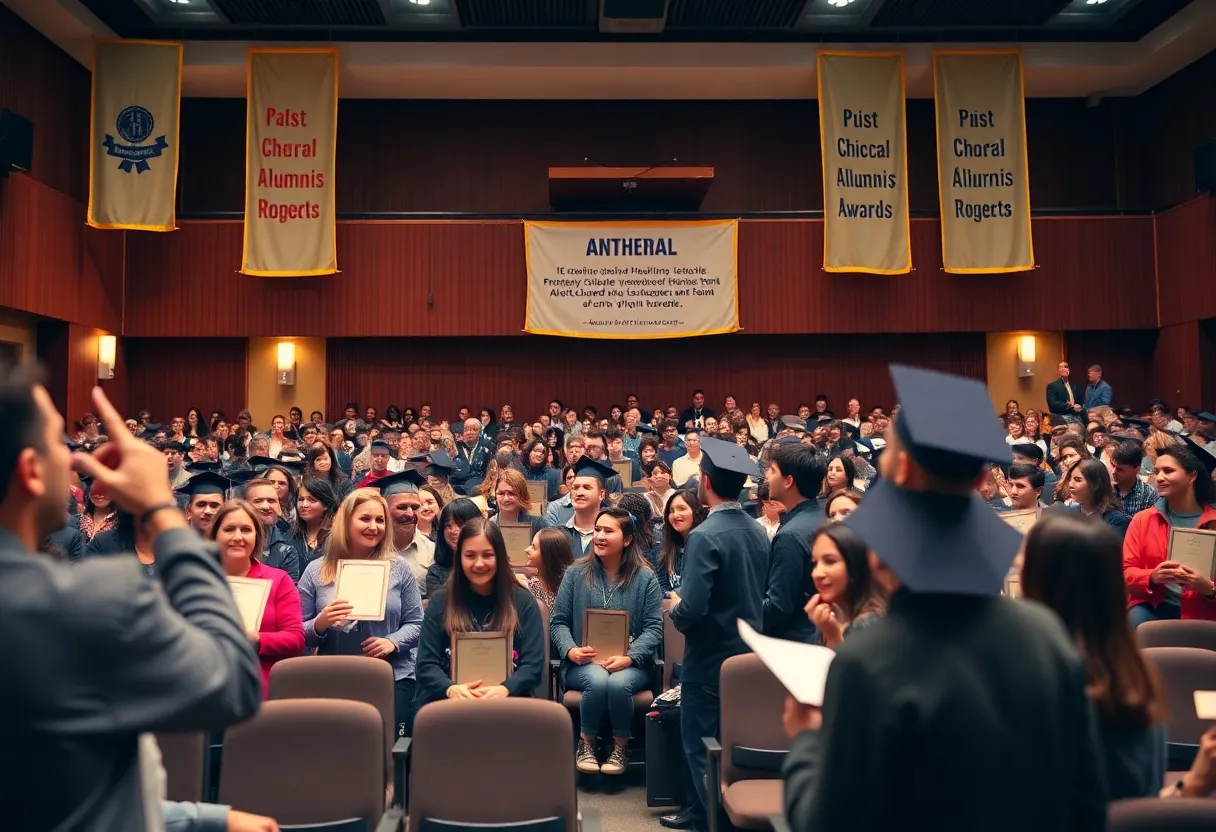 A celebratory scene at Bowling Green High School's Hall of Honor induction ceremony
