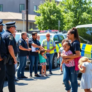 Community members engaging with Bowling Green police officers at an open house event.