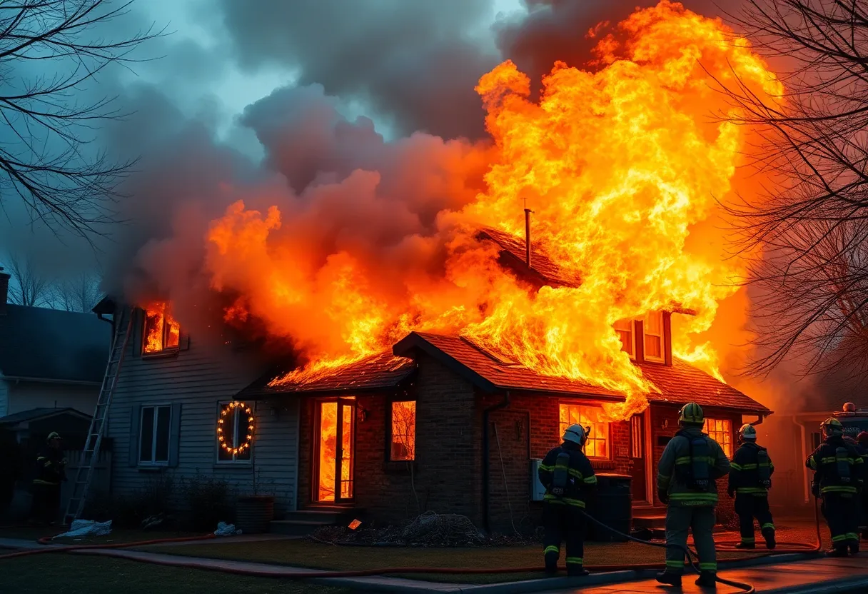 Firefighters responding to a structure fire in Bowling Green