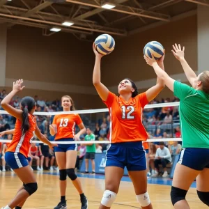 Bowling Green volleyball team competing in a match