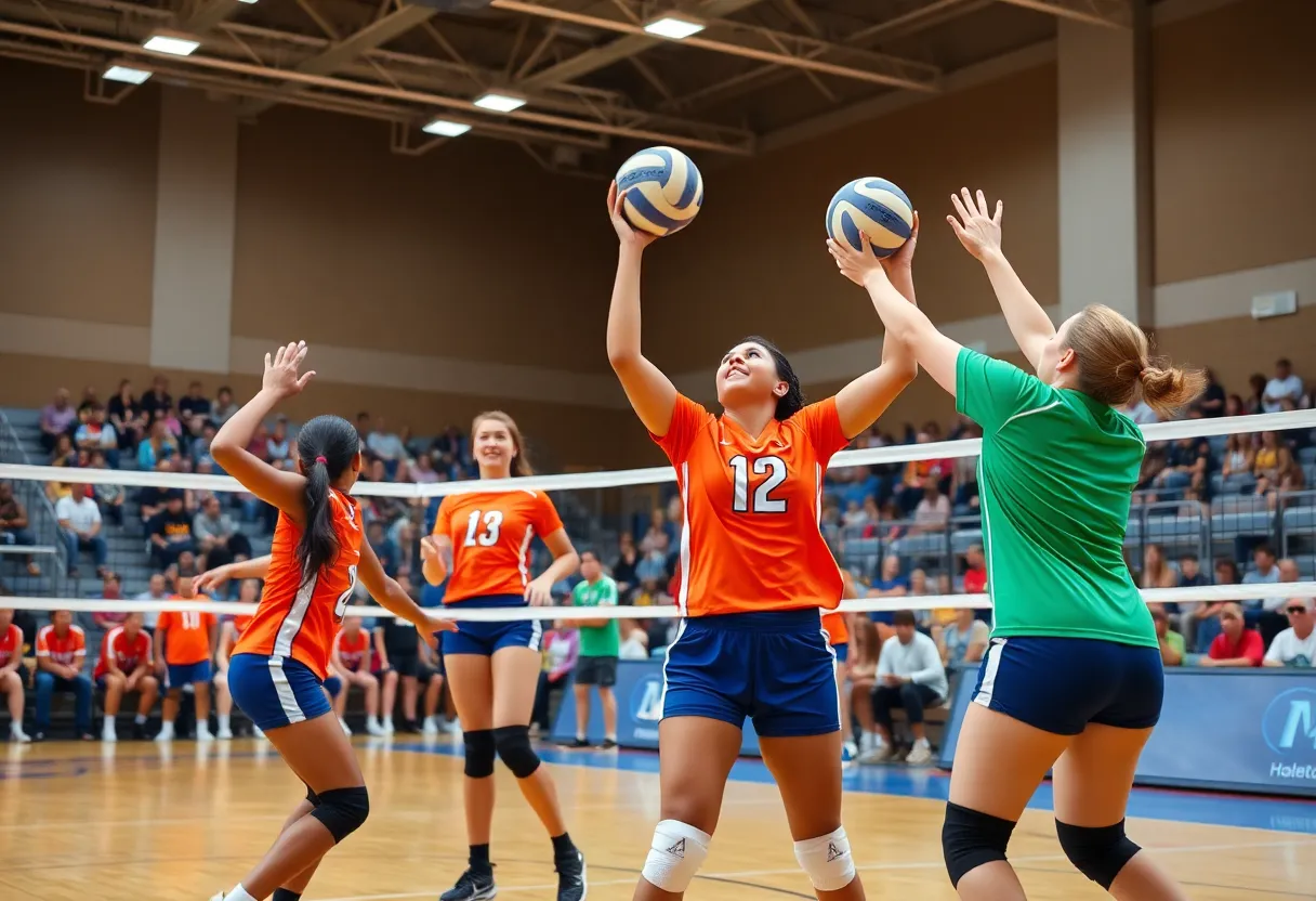 Bowling Green volleyball team competing in a match