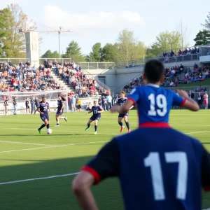 Bowling Green players in a soccer match against Greenwood
