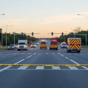 Emergency services responding to a vehicle collision in Bowling Green