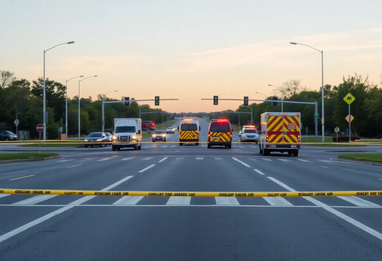 Emergency services responding to a vehicle collision in Bowling Green