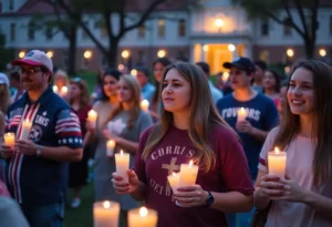 Candlelight vigil attendees holding candles at WKU