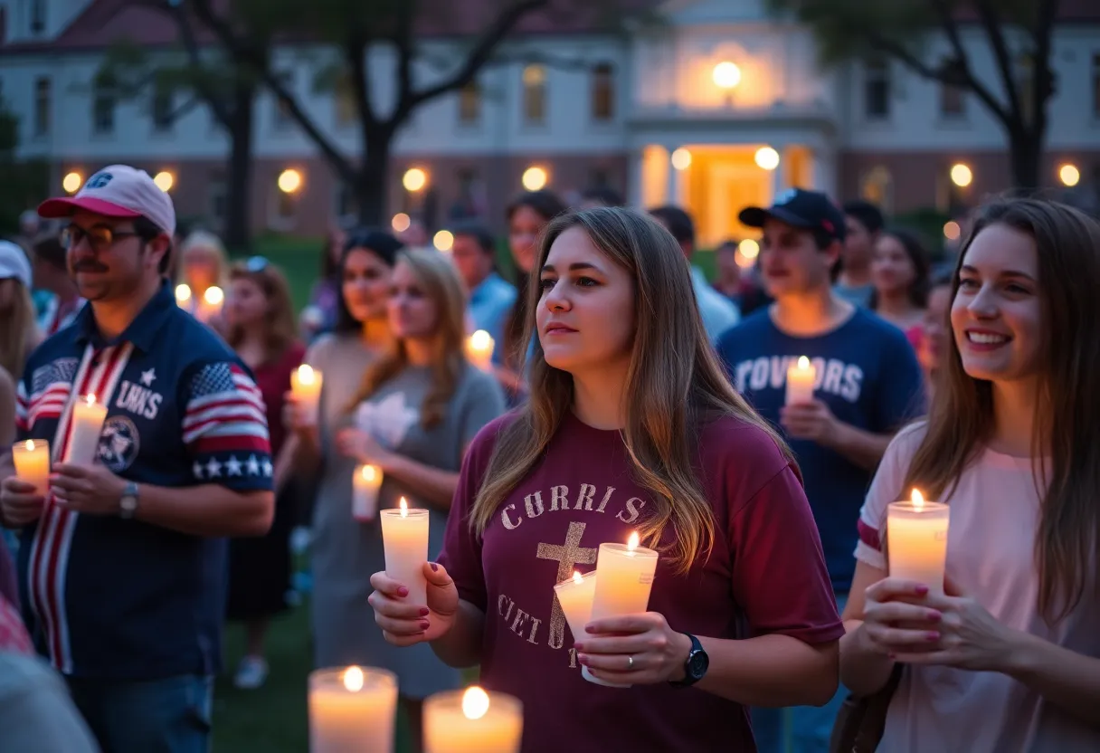 Candlelight vigil attendees holding candles at WKU