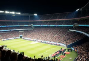Memorial event at State Farm Stadium with large crowd