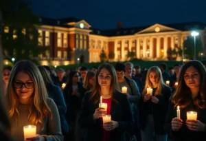 Community members gathered at a vigil to honor Charlie Kirk