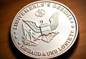 Proposed design for a commemorative coin honoring a notable figure with historical symbols.