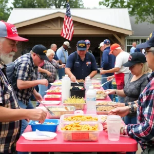 Veterans enjoying a community cookout with food and support at Veterans Alliance Center.