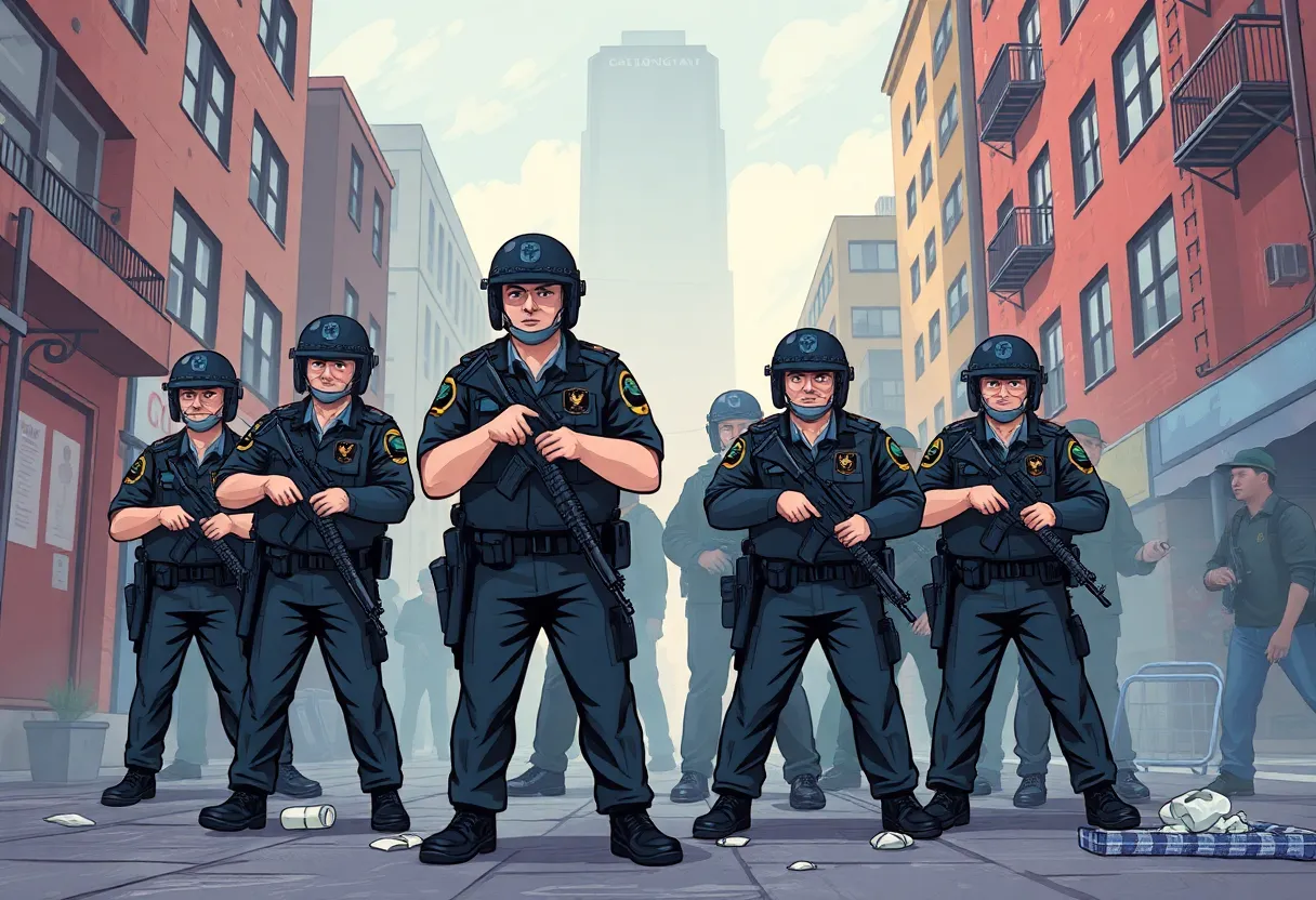 Law enforcement officials executing a drug bust operation