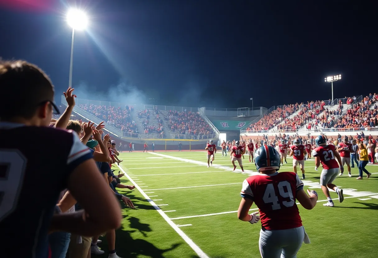 High school football players competing in Bowling Green.