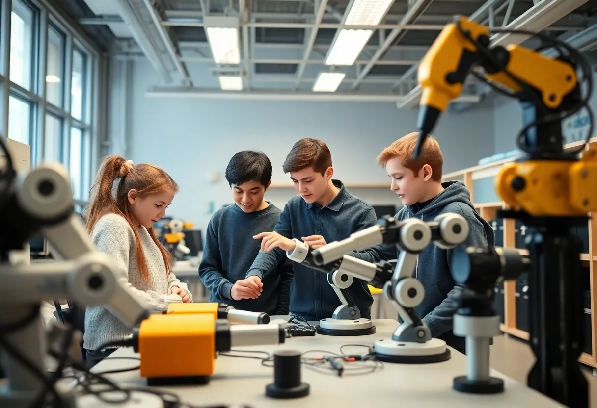 Students learning robotics in the IMPACT Center