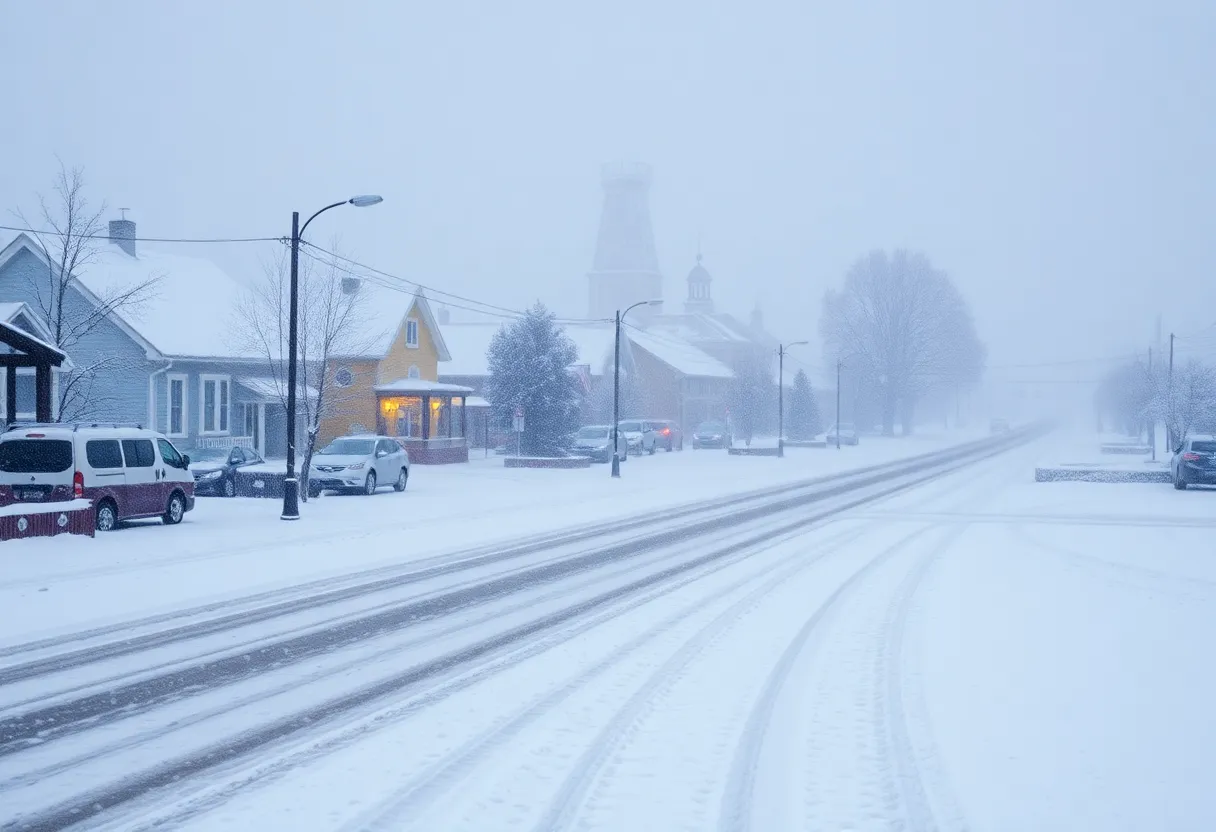 Snow-covered streets in Kentucky during a winter storm