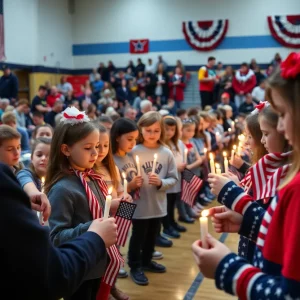 Students participating in the 9/11 remembrance ceremony