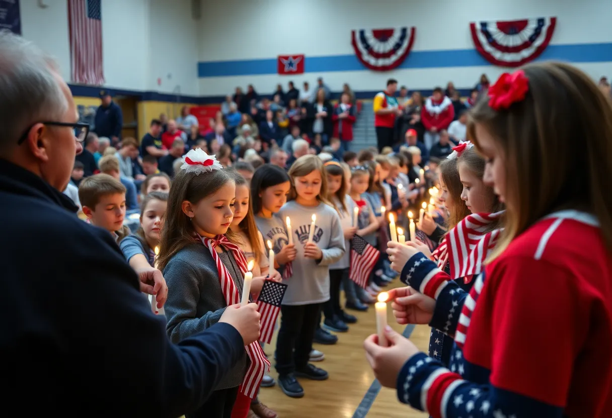 Students participating in the 9/11 remembrance ceremony