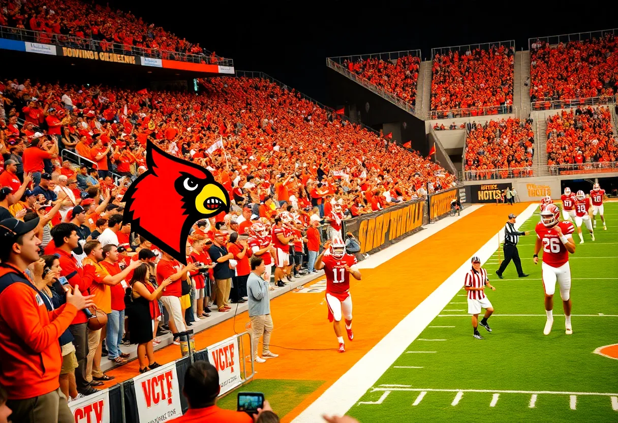 College football game between Louisville Cardinals and Bowling Green Falcons