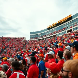 Crowd cheering during the Louisville Cardinals football game