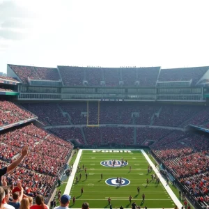Crowd at L&N Stadium during a Louisville Cardinals game