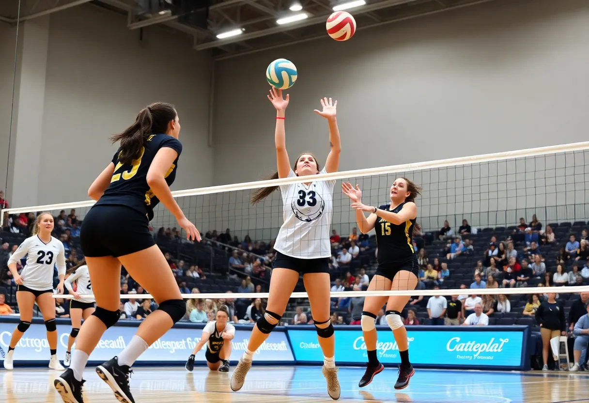 Marquette University women's volleyball team competing in a match