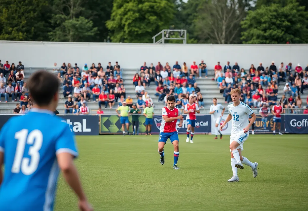Marshall County Marshals soccer team during a match