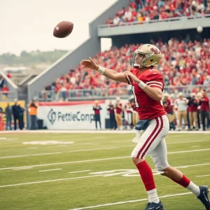 Quarterback throwing a football during a game