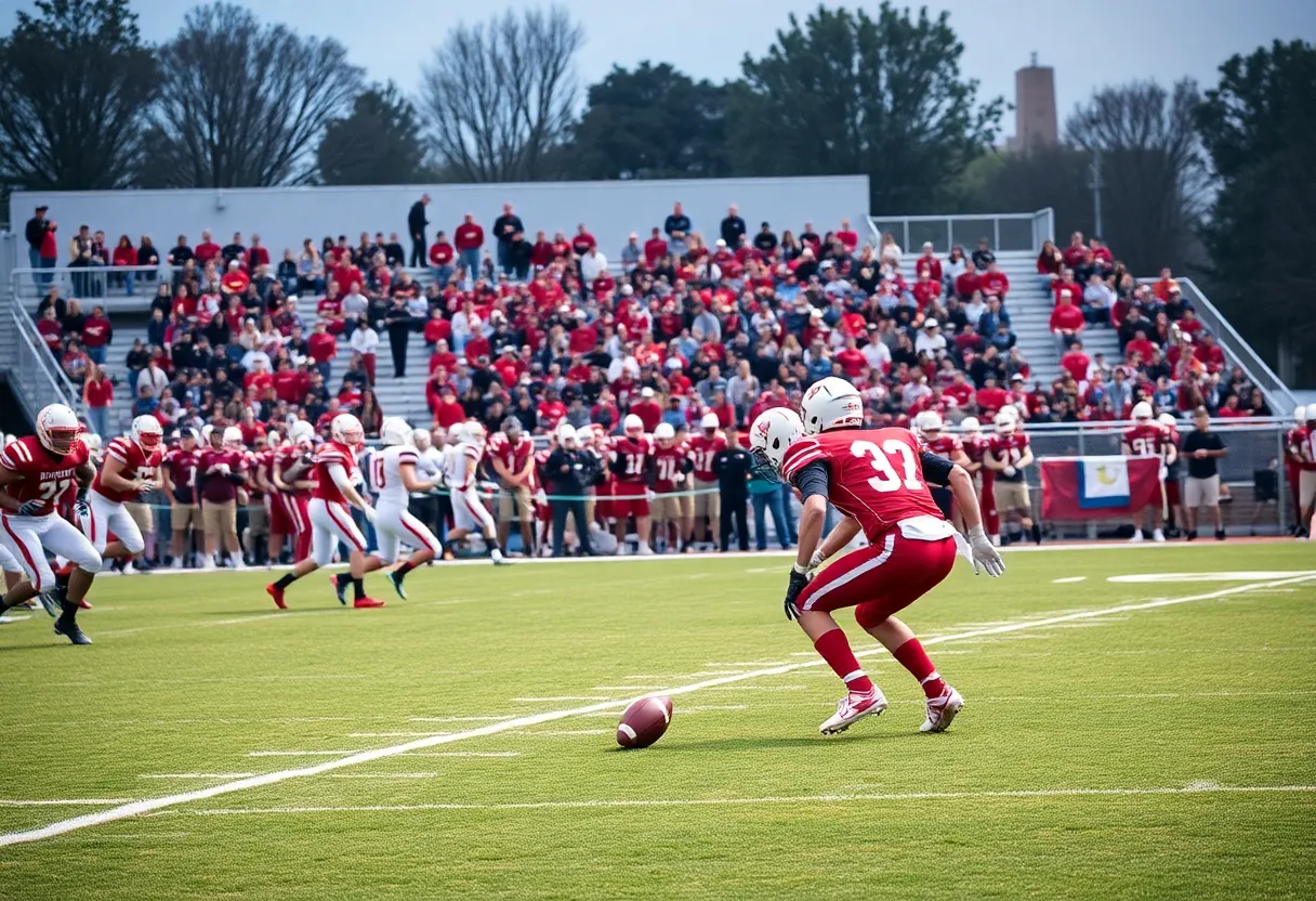 Owensboro Catholic football team celebrating their victory on the field