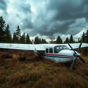 Wreckage of a small plane in a remote area of Kentucky