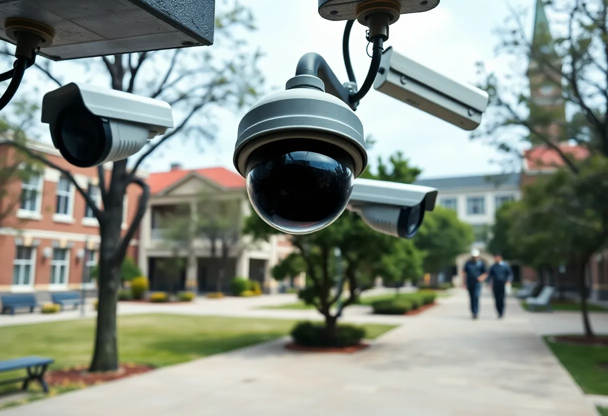 Surveillance cameras monitoring WKU campus landmarks