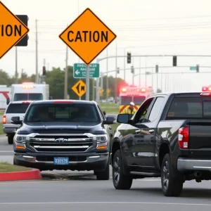 Emergency services respond to a two-vehicle accident in Bowling Green