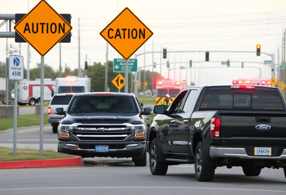Emergency services respond to a two-vehicle accident in Bowling Green
