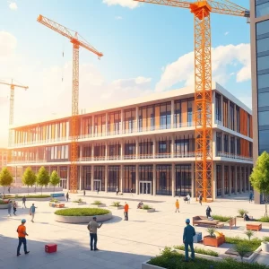 Construction site of the WCPS Impact Center in Bowling Green, Kentucky