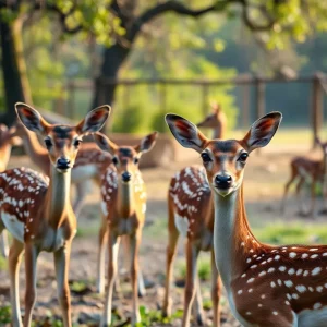 Activist advocating for wildlife laws at a sanctuary with fawns